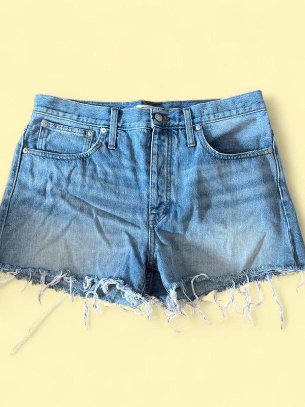 Madewell Light Blue Distressed Denim Cutoff Shorts